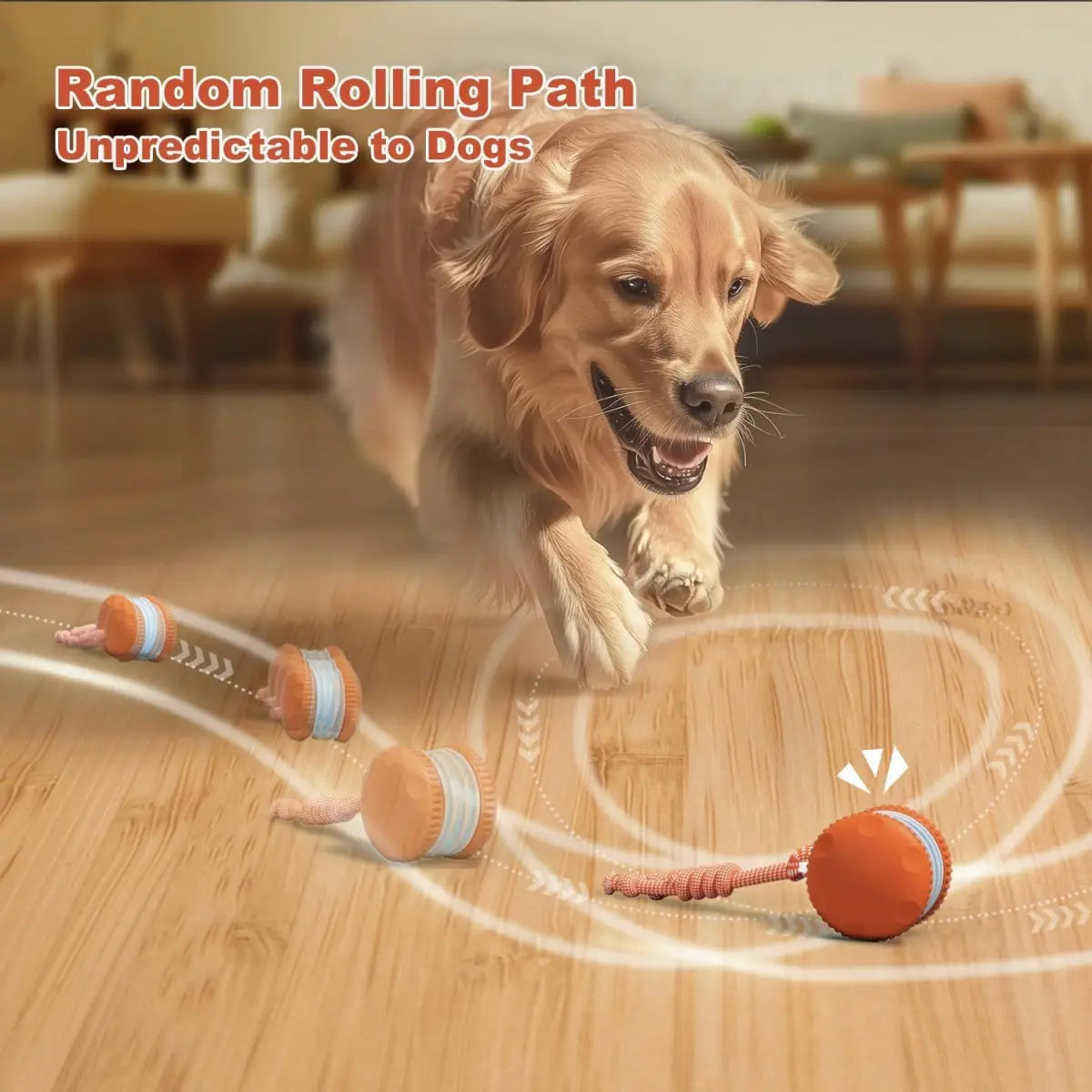 LuxePaws™ Interactive Motion-Activated Automatic Rolling Dog Ball with Rope