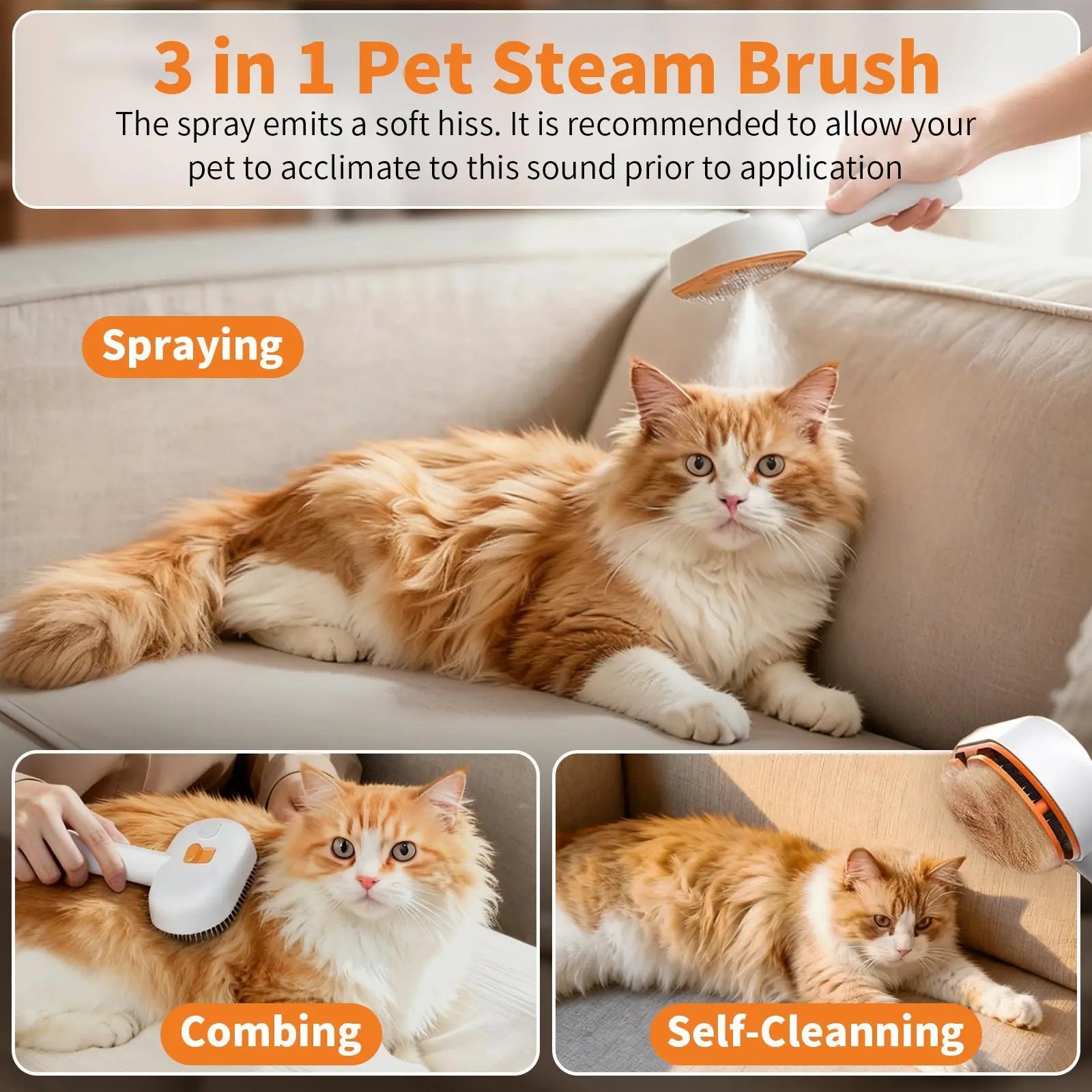 LuxePaws™ Furlyn Self-Cleaning Pet Steamer & Mist Grooming Brush