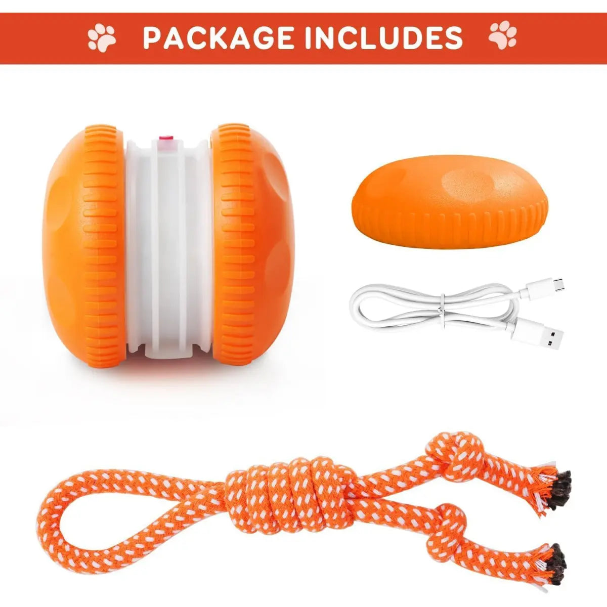 LuxePaws™ Interactive Motion-Activated Automatic Rolling Dog Ball with Rope
